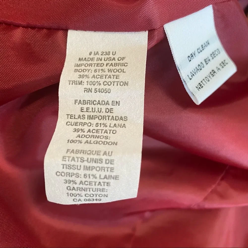 Christian Dior Wool Blend Red Jacket Skirt set 8P